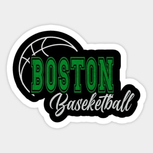 Classic Name Boston Vintage Styles Green Basketball Sticker